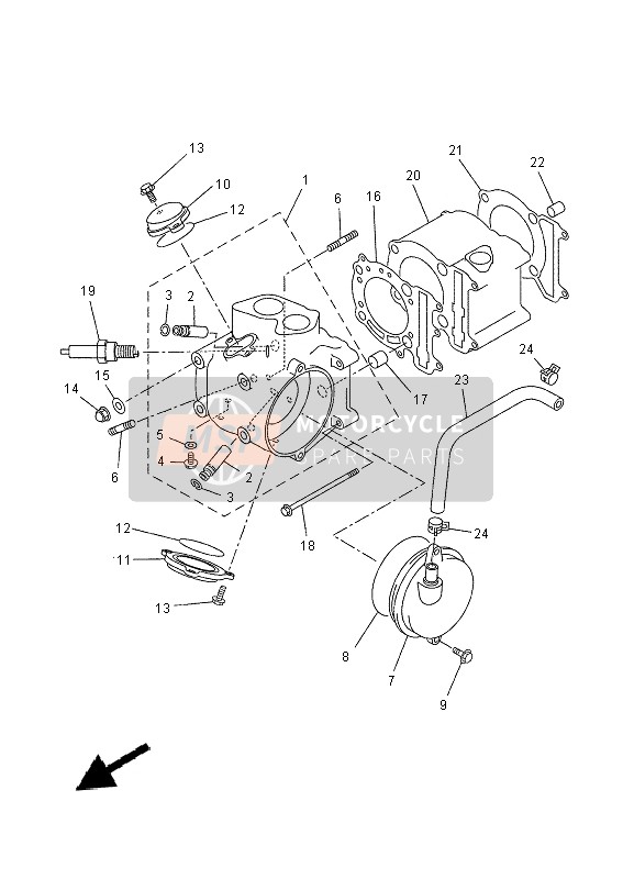 Yamaha VP250 2015 Cylindre pour un 2015 Yamaha VP250